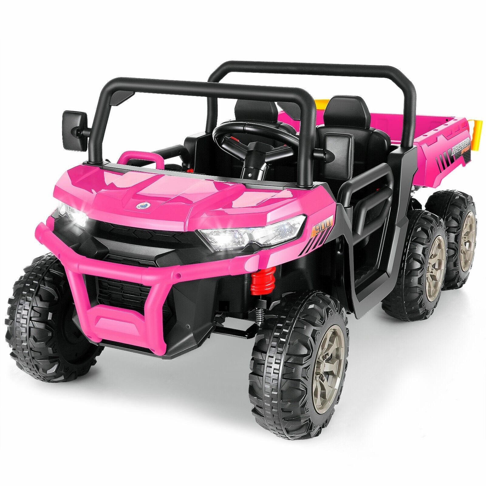 24V 2 Seater Ride on Dump Truck w/Electric Dump Bed, Remote, 6 Wheels & Music A+