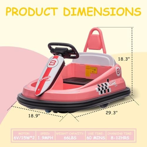 Electric Ride-On Bumper Car for Kids 3-6 Years, 360° Spin, Lights & Music, Safe