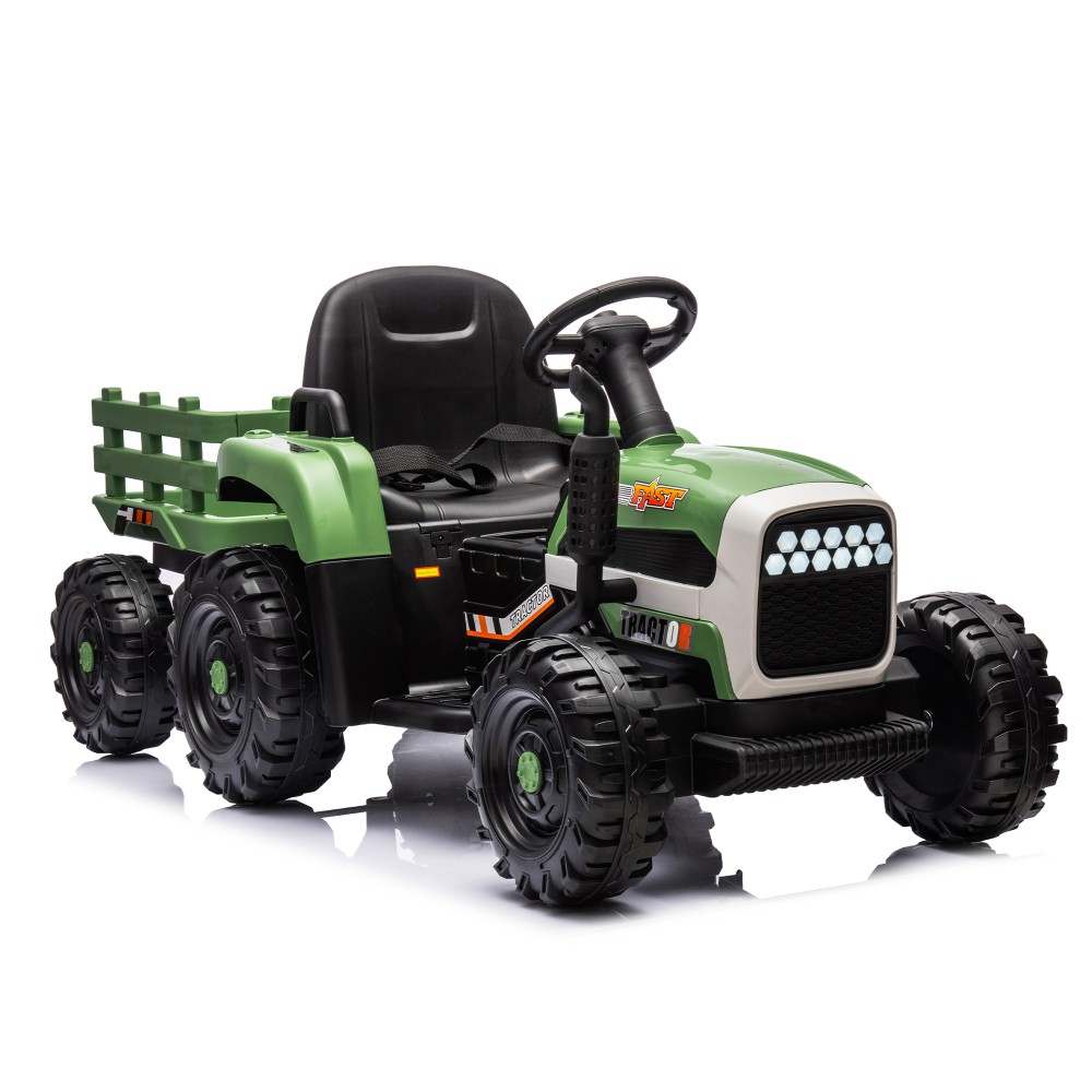 Kids Ride On Tractor w/Trailer 24V Battery Powered Electric Vehicle Toys Remote