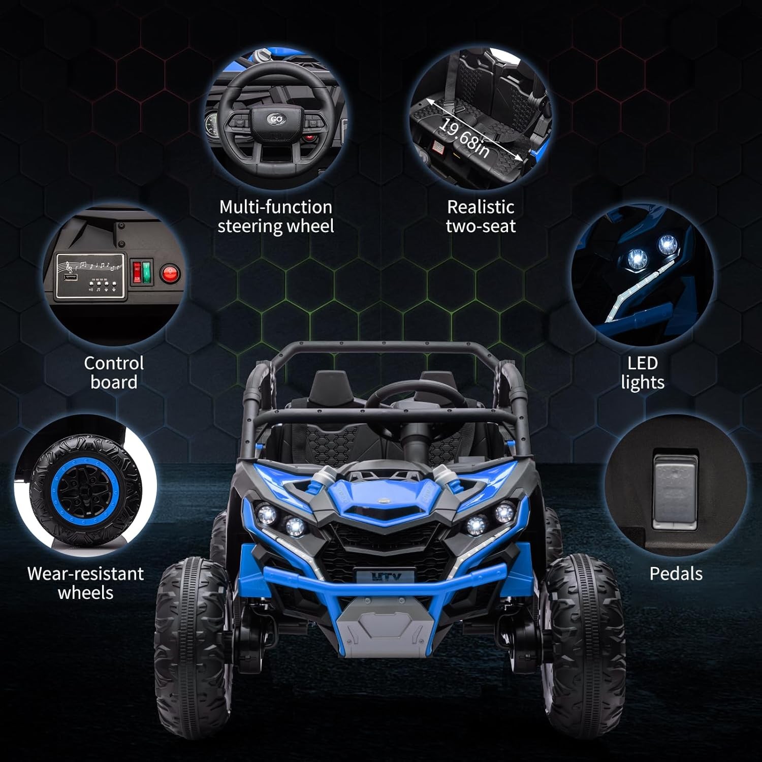 24V Ride On UTV Car for Kids,2 Seater 4WD Electric Toy Truck with Remote Control
