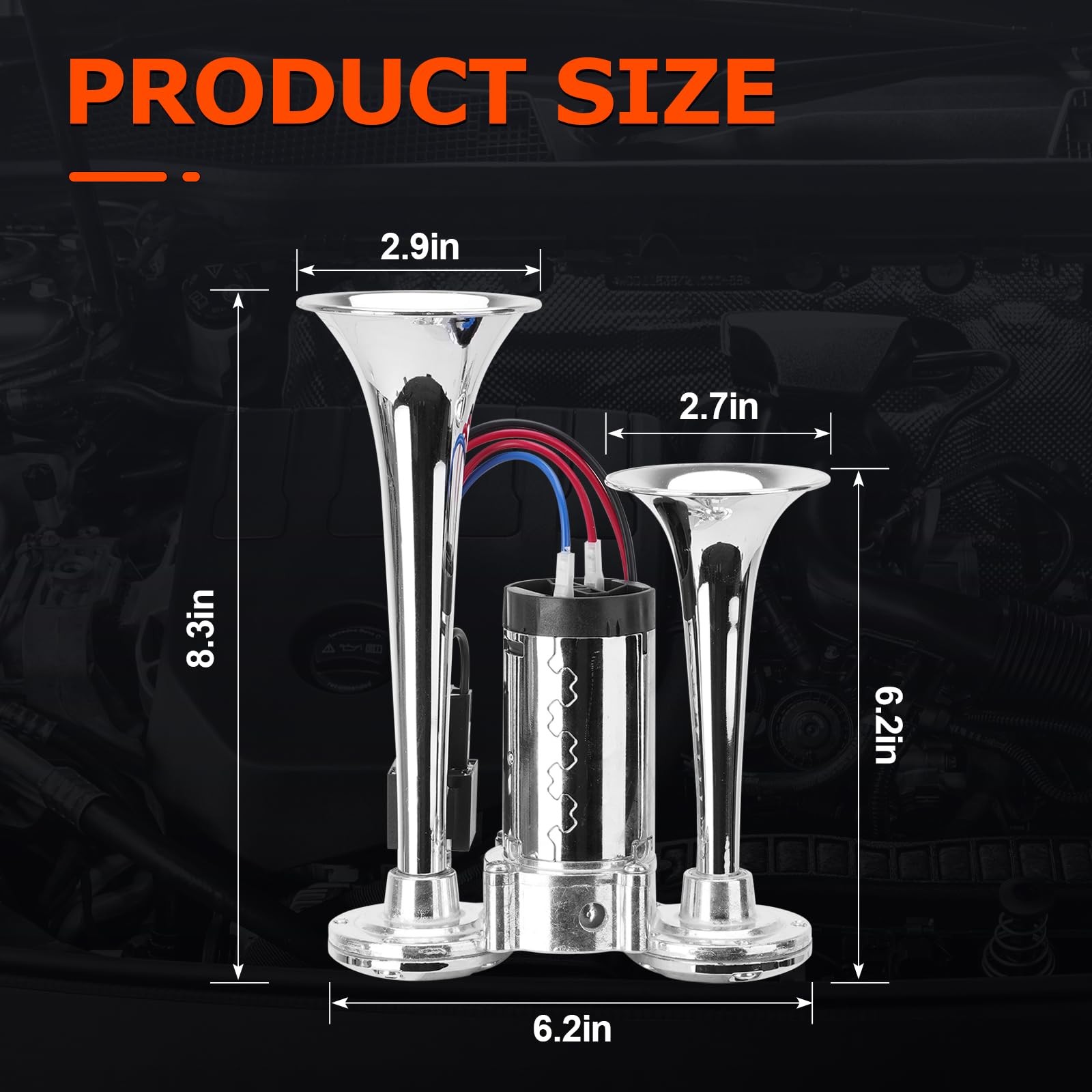 FILTERUP 12V 600DB Upgraded Air Horn Dual Trumpets, Super Loud Train silver