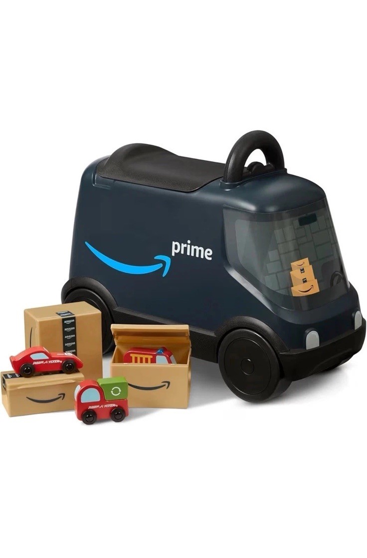 Amazon Delivery Van Ride on Toy for Kids, Blue Toddler Ride on Toy for Ages 2+
