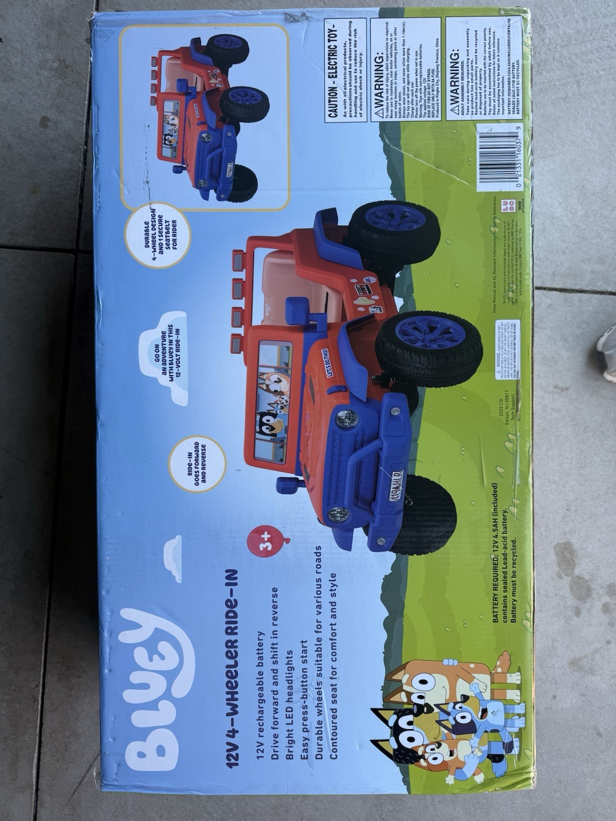 Bluey Ride On Jeep 4 Wheeler 12V Ride in W/Working Headlights! Brand New In Box