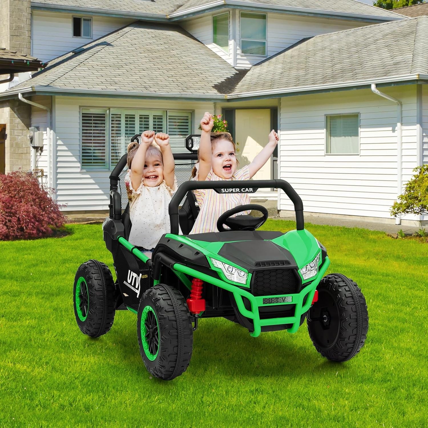 Remote-Control 24V Kids’ Off-Road Ride On Car 2-Person Electric UTV for Ages 3-8