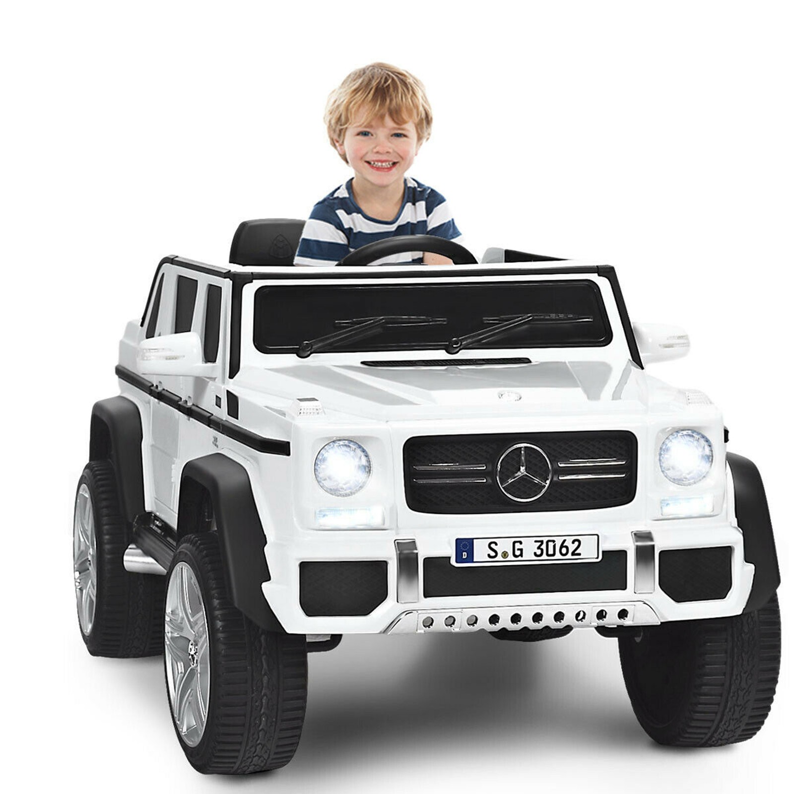 12V Licensed Mercedes-Benz Kids Ride On Car RC Motorized Vehicles w/ Trunk White