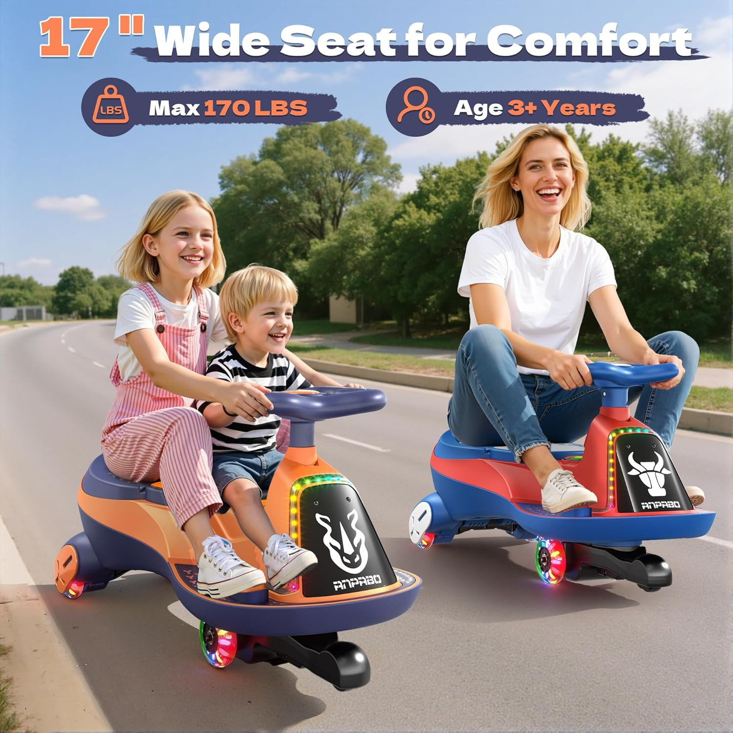12V Electric Wiggle Car with Pedals 2 Seater 2X75W Motor Music Bluetooth Ride On