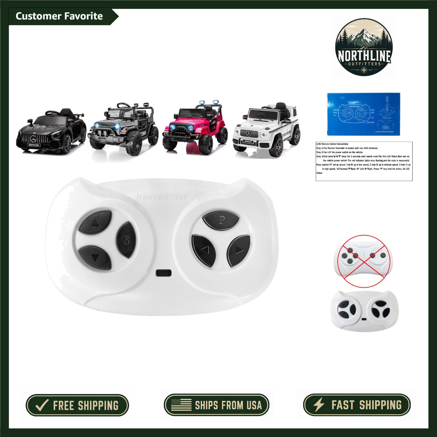 Multi-Device Bluetooth Remote Transmitter for Kids’ Power Wheels & SUVs
