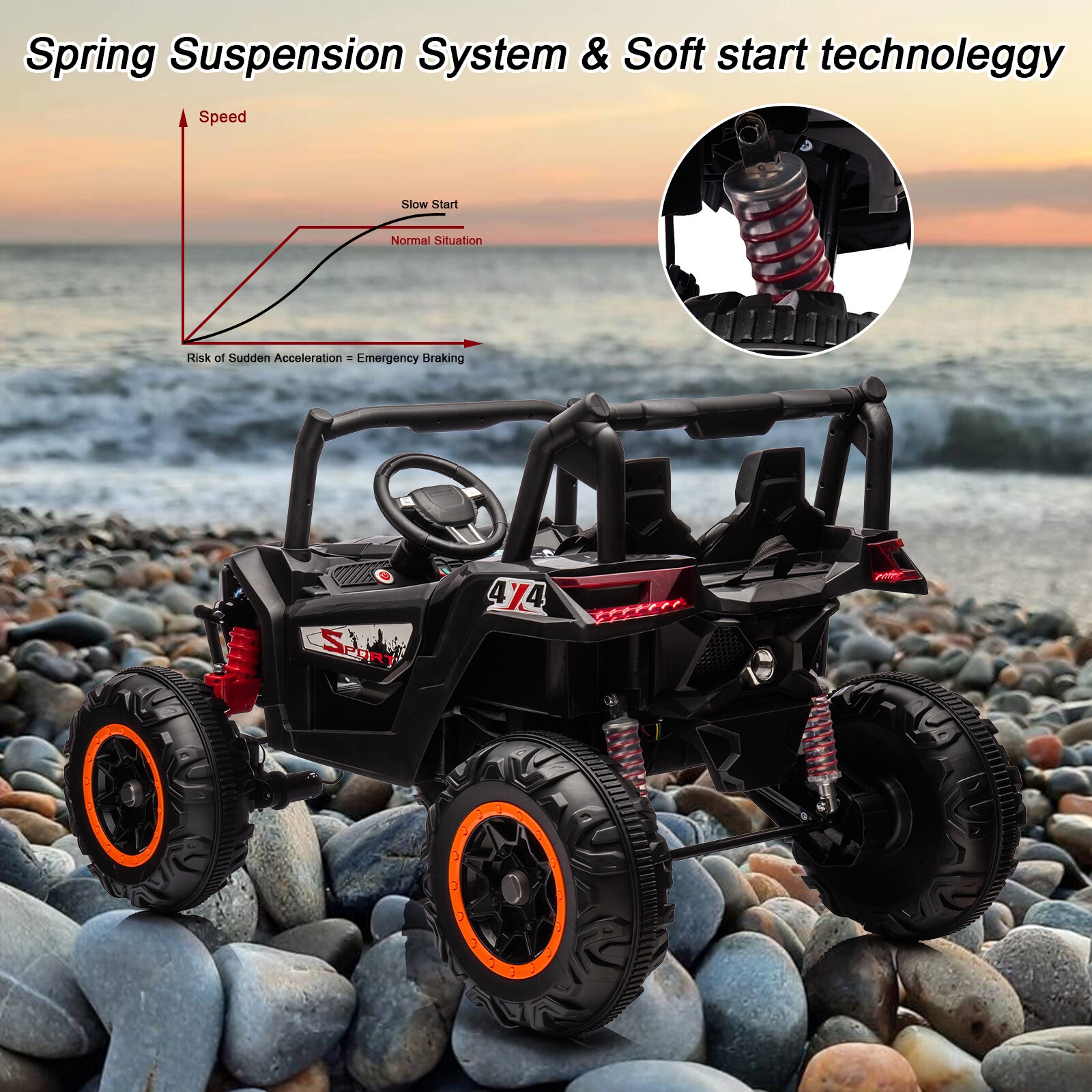 Ride On UTV Cars 2 Seater,24V 4WD Off-Road Electric Vehicles With Remote Control