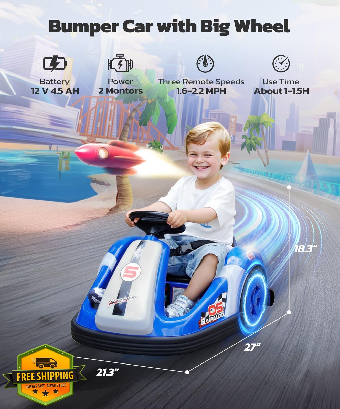 ELEMARA baby bumper car, navy blue