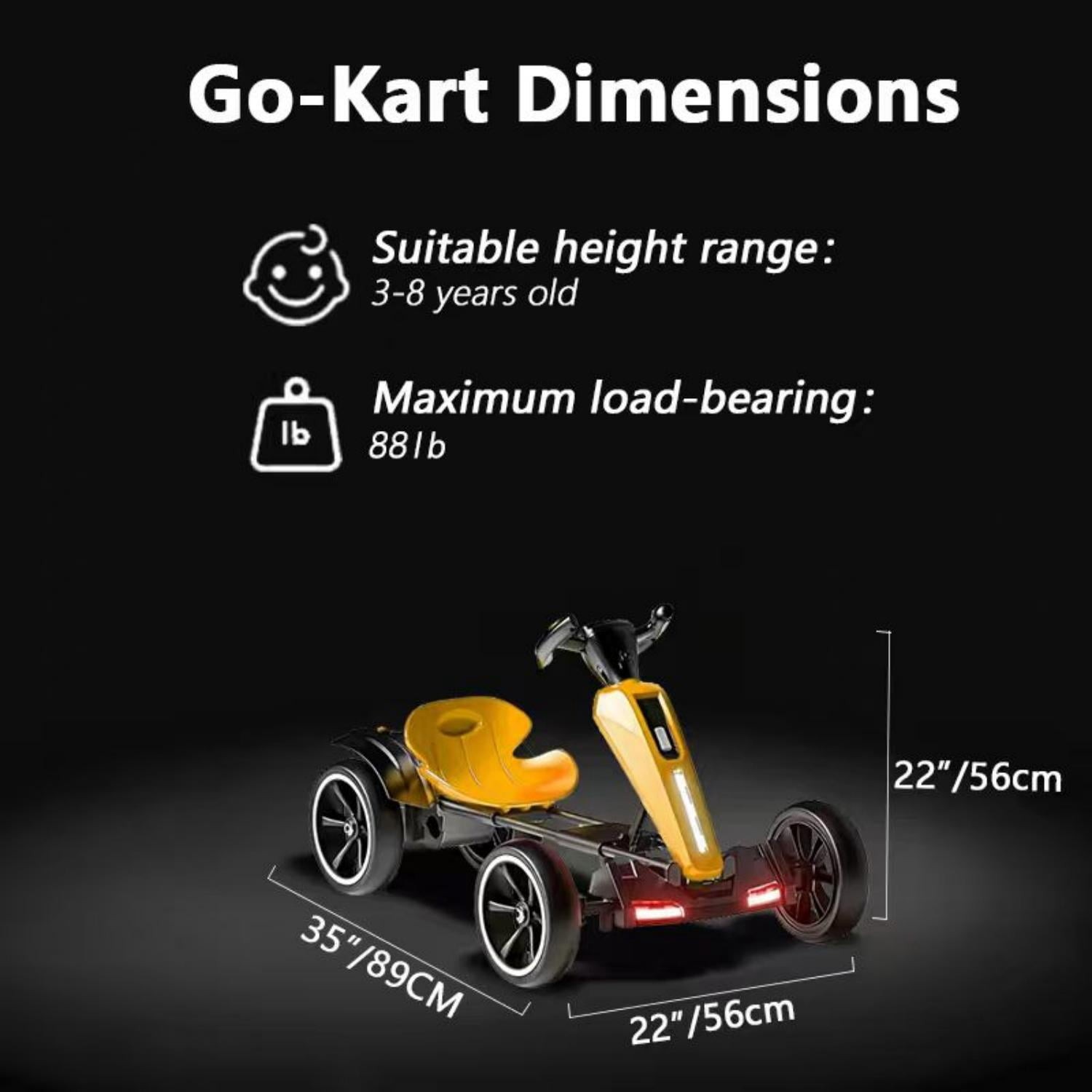 12V Electric Pedal Go Kart Ride on Toy for Kids 3-8 Years 400W*2 Motors 5 MPH