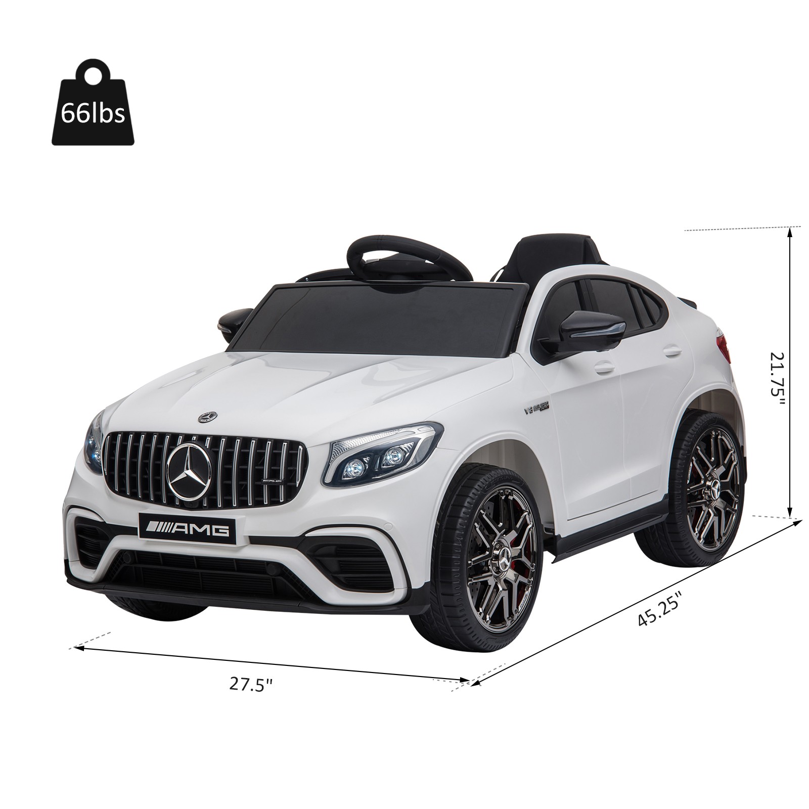 12V Ride On Toy Car for Kids with Remote Control, White