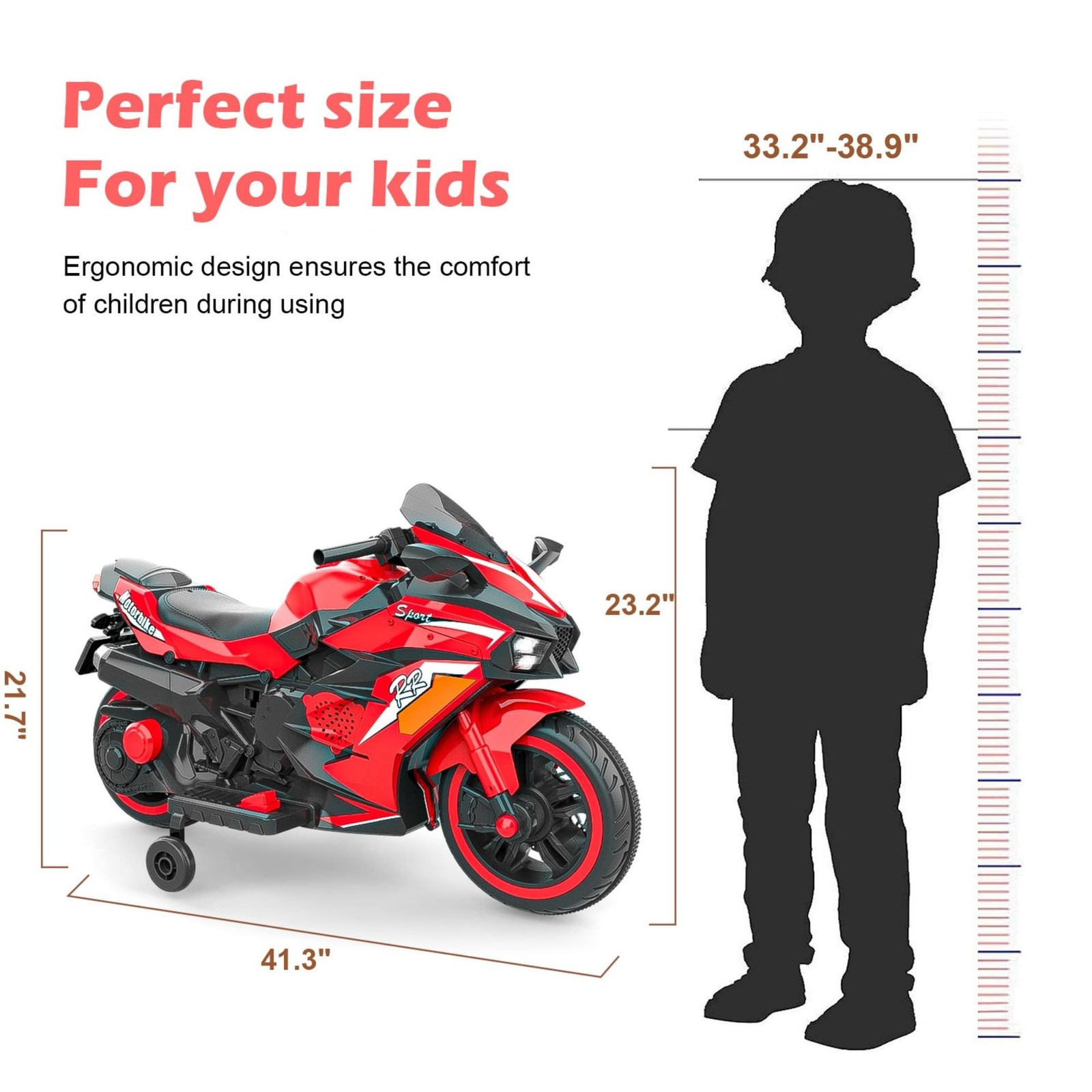 12V Kids Electric Motorcycle LED Lights Ride On Toy Bike 2 Wheels Birthday Gift