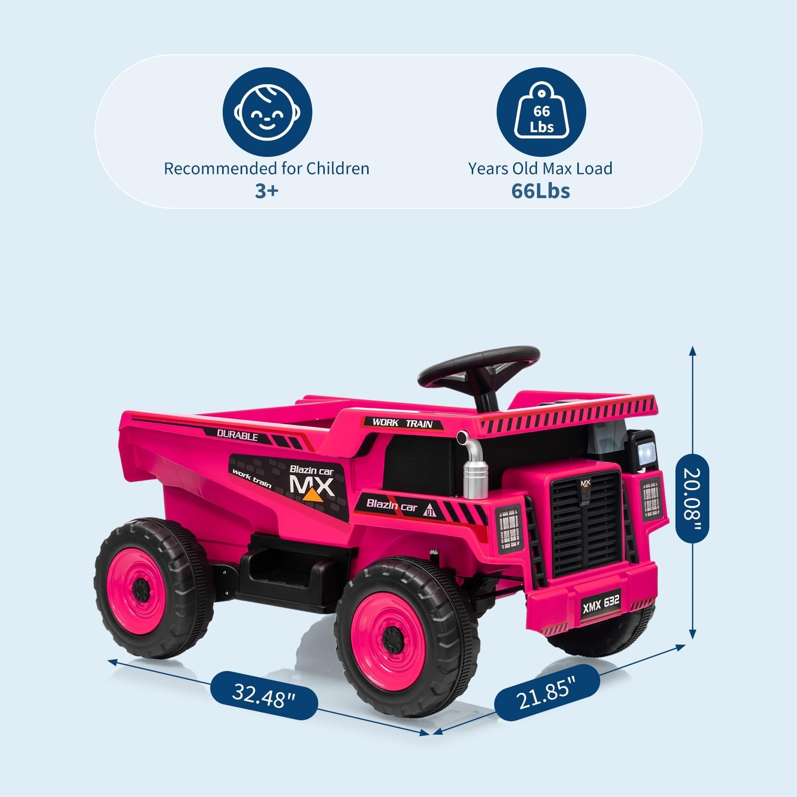 12V Kids Ride On Dump Truck With Remote Control & Shovel Electric Ride On Toy