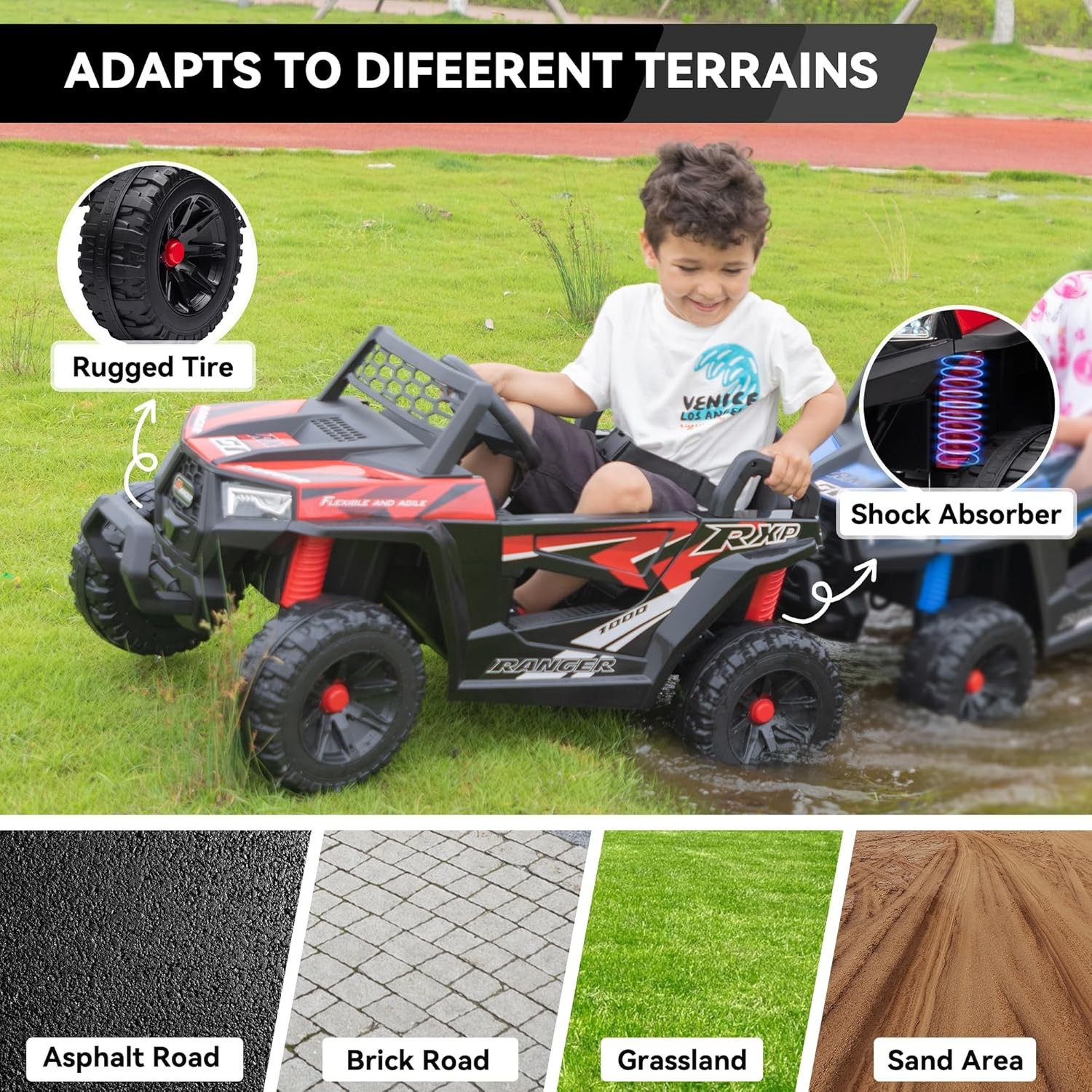 12V Kids Electric Ride on Off-Road UTV Battery Powered Truck with LED Headlights