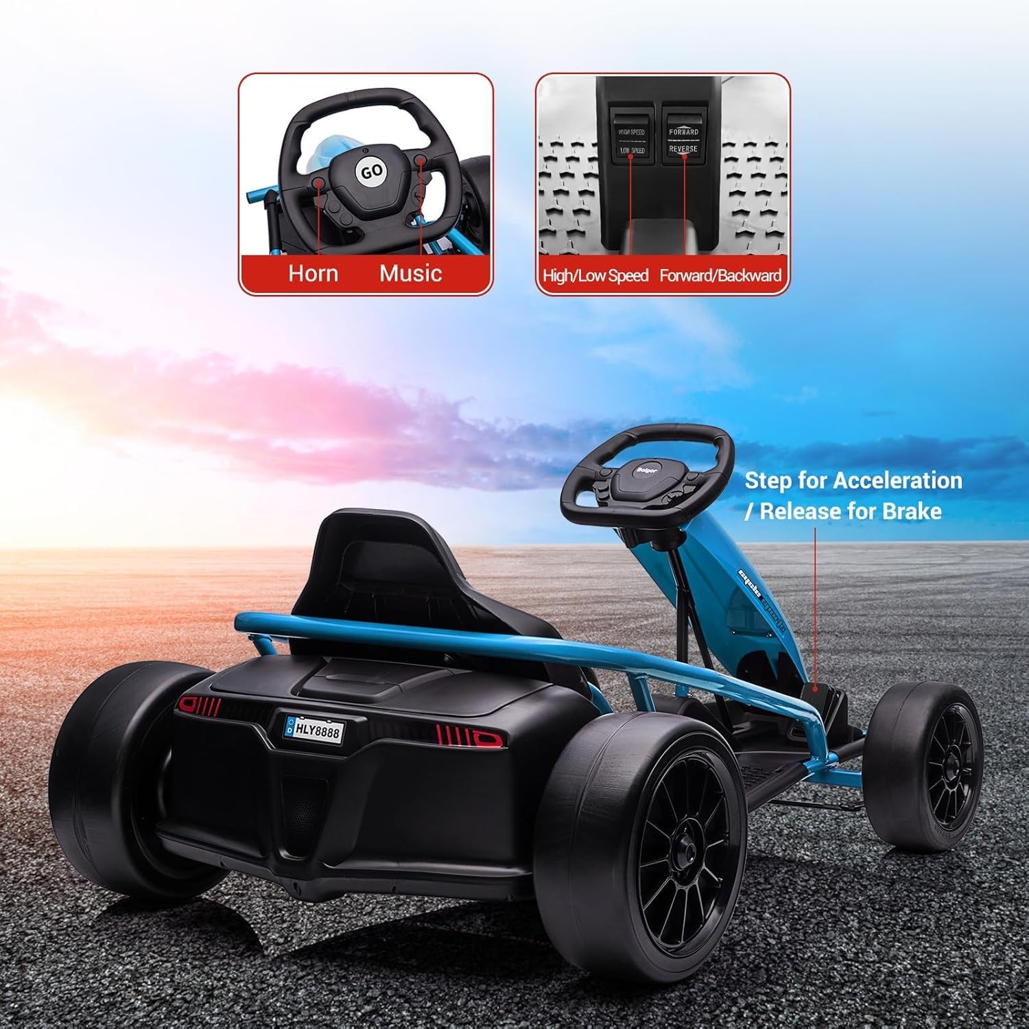🔥🔥24V Go Kart 300W*2 Extra Powerful Motors 9Ah Large Battery for Kids 8-12 Yea