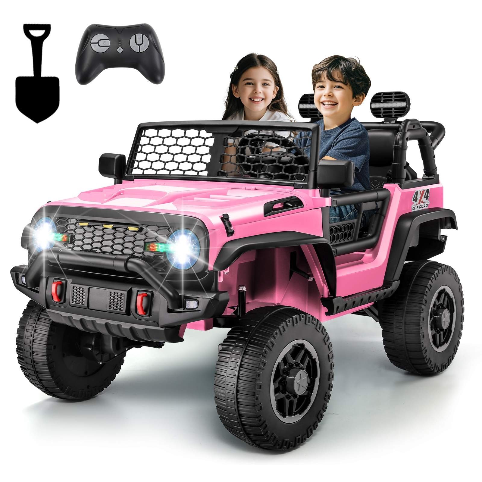 24V 2 Seater Kids Ride On Car with Remote 20″ Spacious Seat 4WD/2WD Switchable