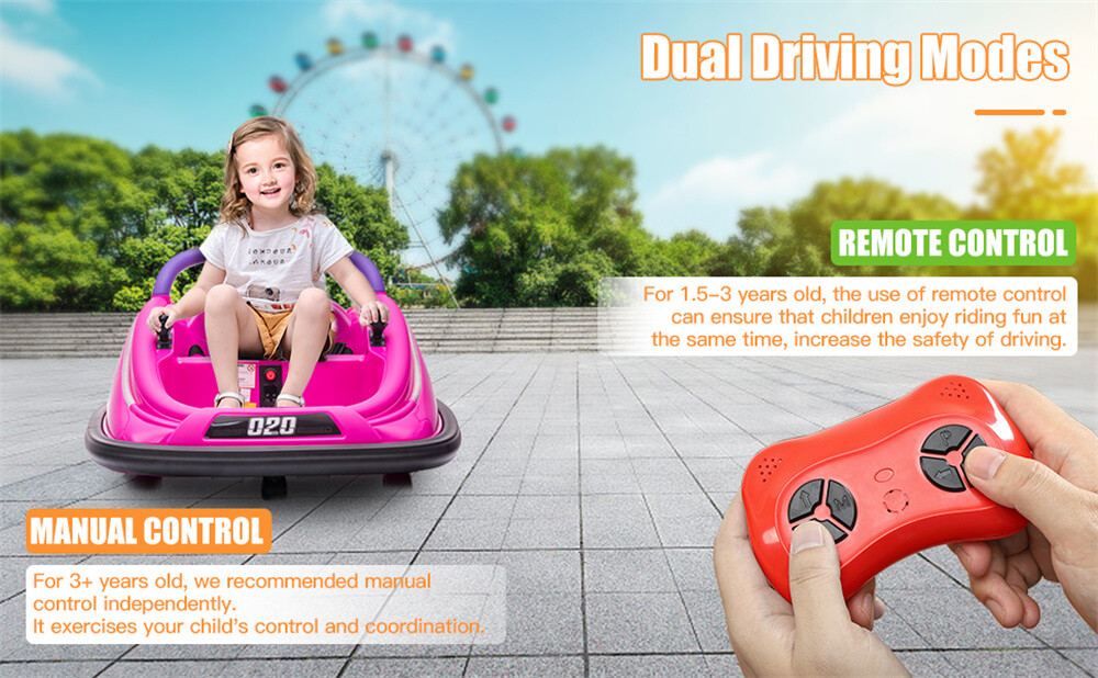 12V Kids Ride on Bumper Car 360° Spin Electric Vehicle w/ Parent Remote Control