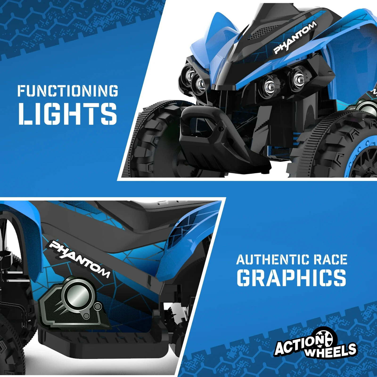 12 Volt Blue Phantom ATV – Action Wheels – Battery Powered for Boys and Girls