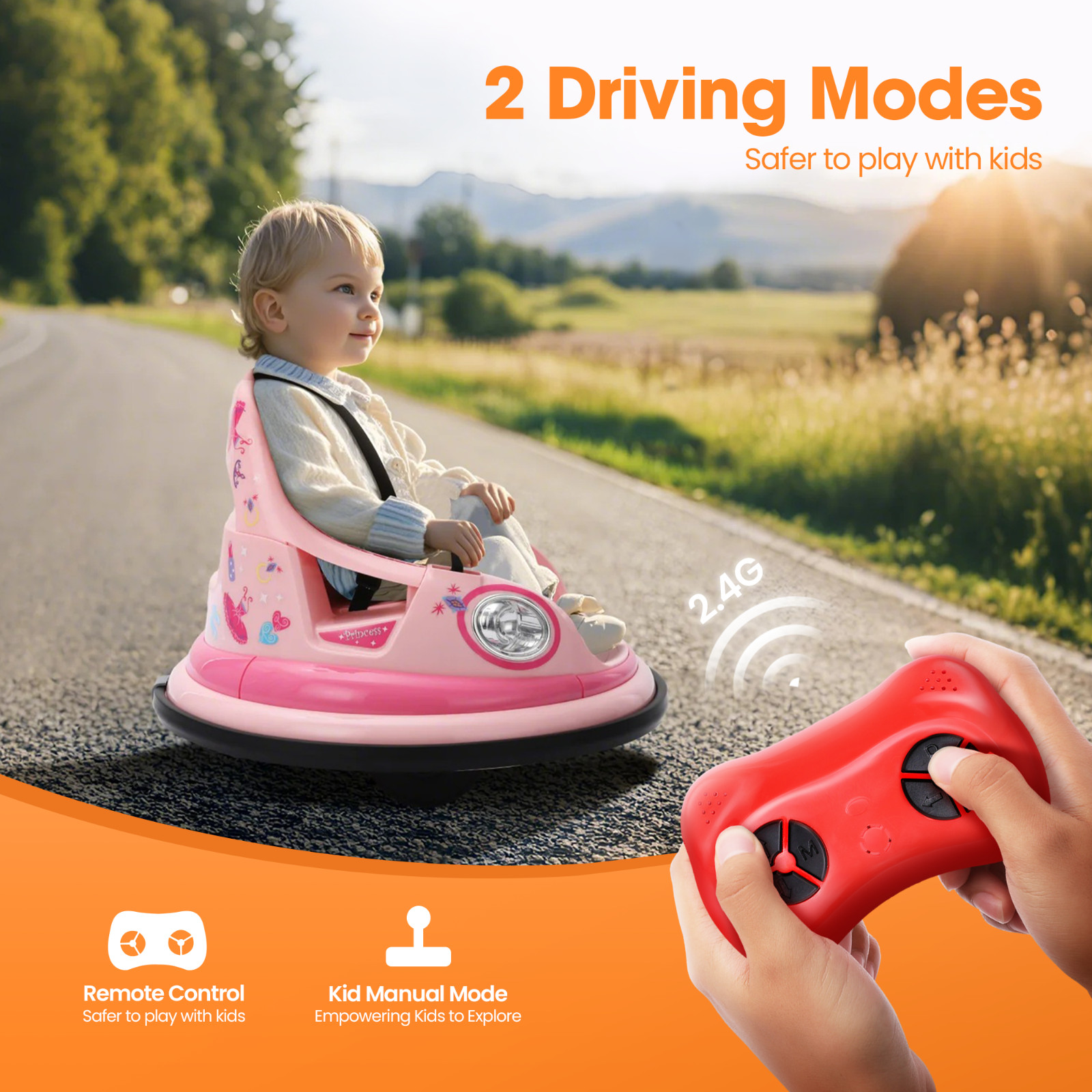 12V Electric Bumper Car for Kids 1.5-6 Years with Remote Control DIY Stickers