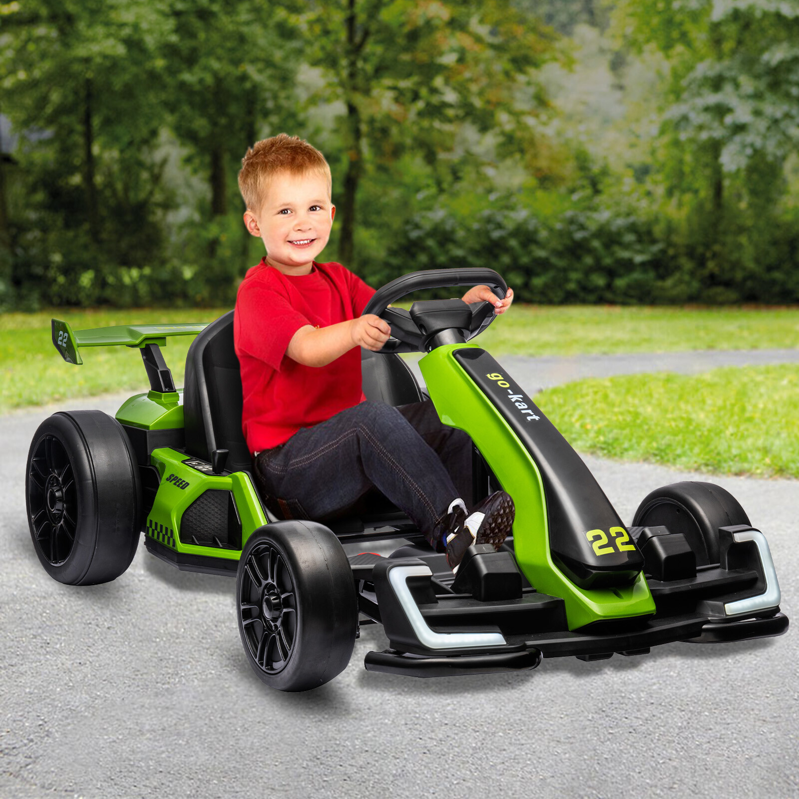 24V Ride on Go Kart 8MPH High Speeds Drifting Car Toys Gift for Kids 6-12 Years