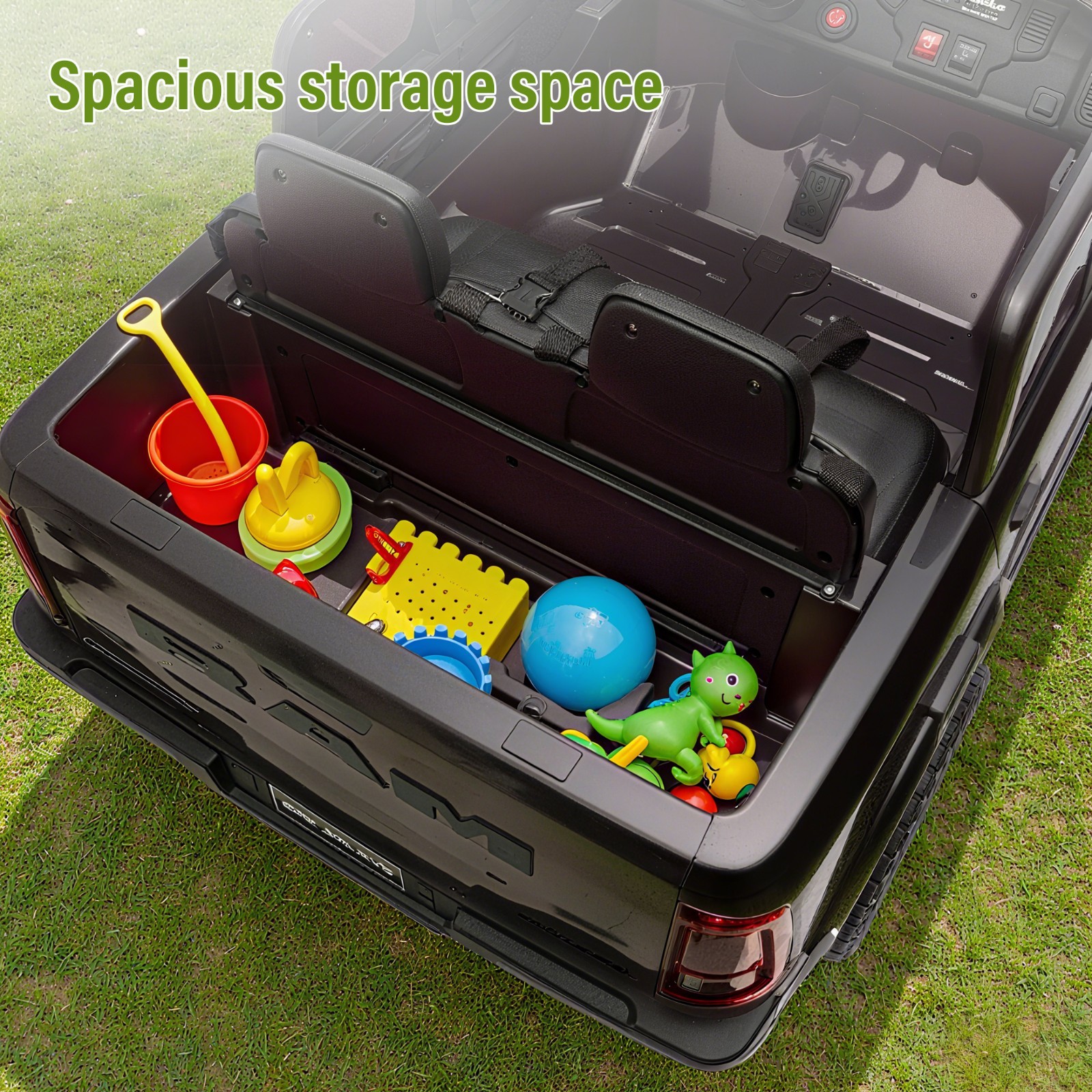 24V Kids Electric Car 2 Seater Ride on Truck w/Remote,Power Wheels Toys, Black