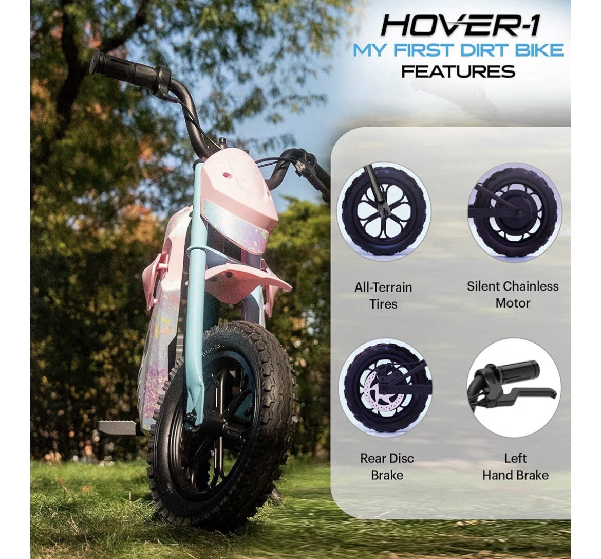 Hover-1 My First Dirt Bike for Kids – 300W Motor 9MPH Max Speed 9 Mile Range New