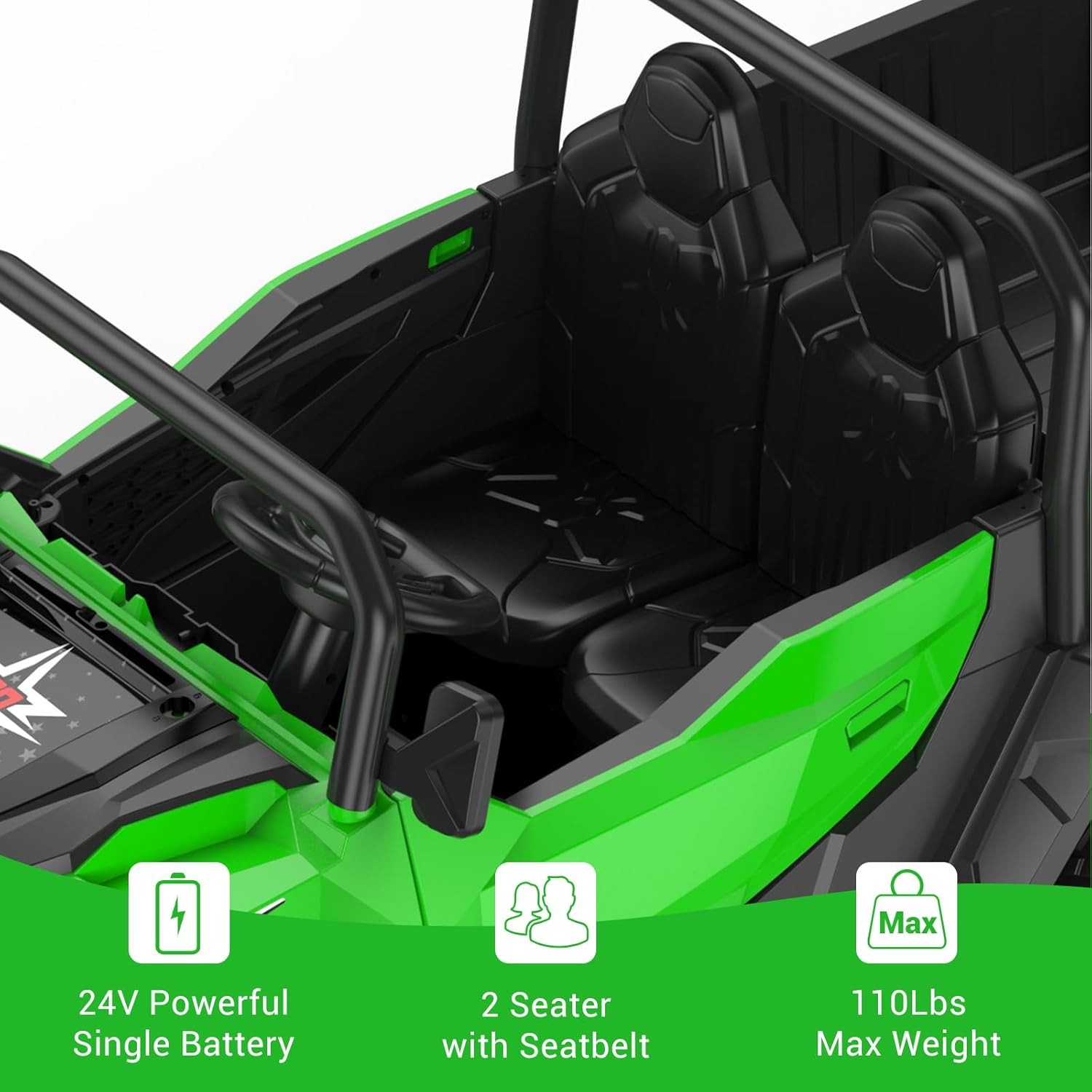 24V 4WD Electric Ride On Dump Truck w/ Remote Control, 2-Seater Kids Ride On Car