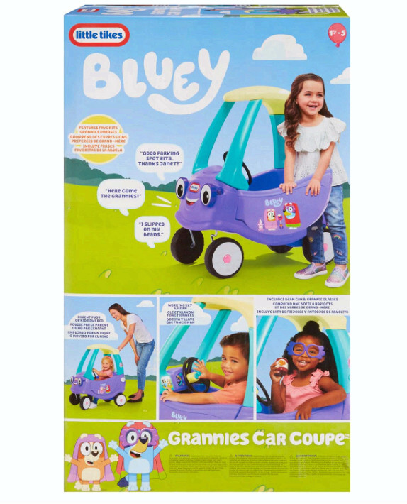 Bluey Grannies Car Coupe Ride-On with Accessories, Ages 1.5-5 Years