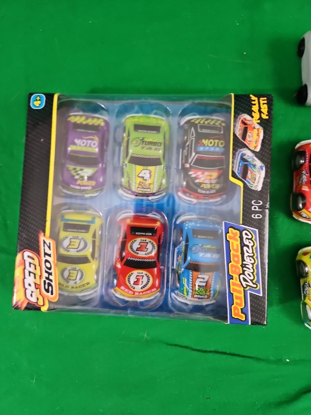NEW SPEED SHOTZ CARS Pull Back Race Car Set, 6 pc. In Box Plus 6+ Other Spares