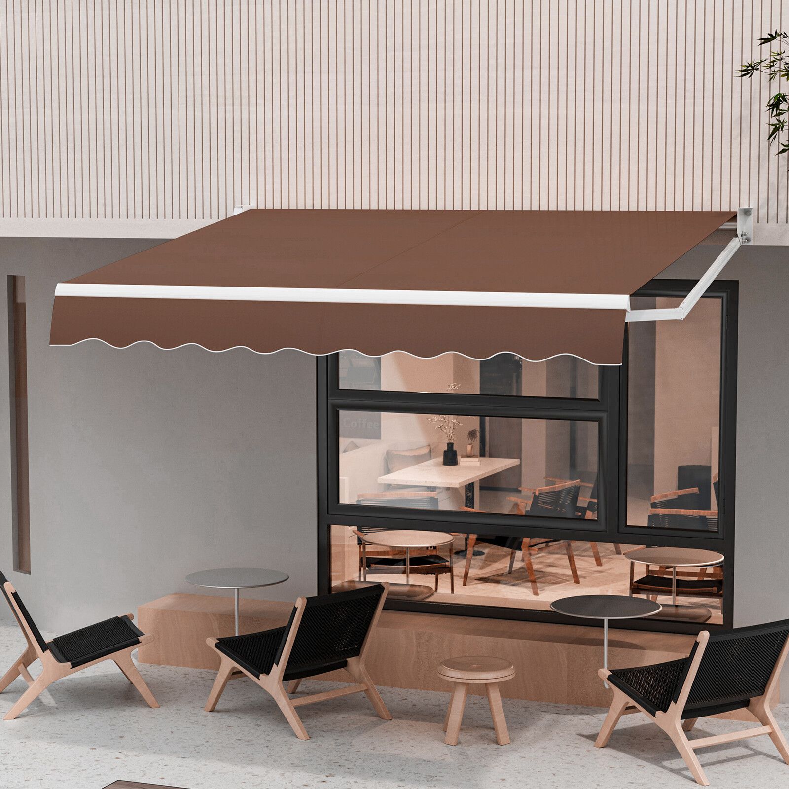 Topbuy 8’×6.6′ Retractable Awning W/ Aluminum Frame Sun/Water Protection W/ PA