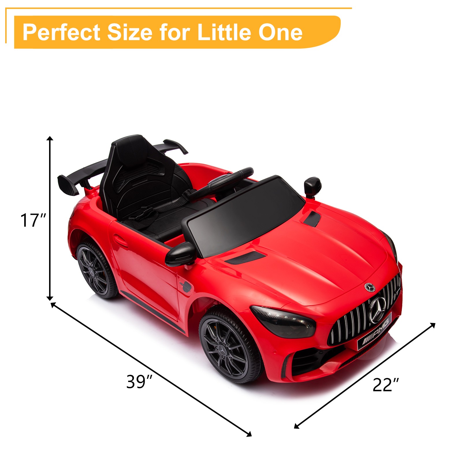 12V Electric Ride on Car Licensed Mercedes-Benz Gift for Kids Aged 3-5 Years-Red