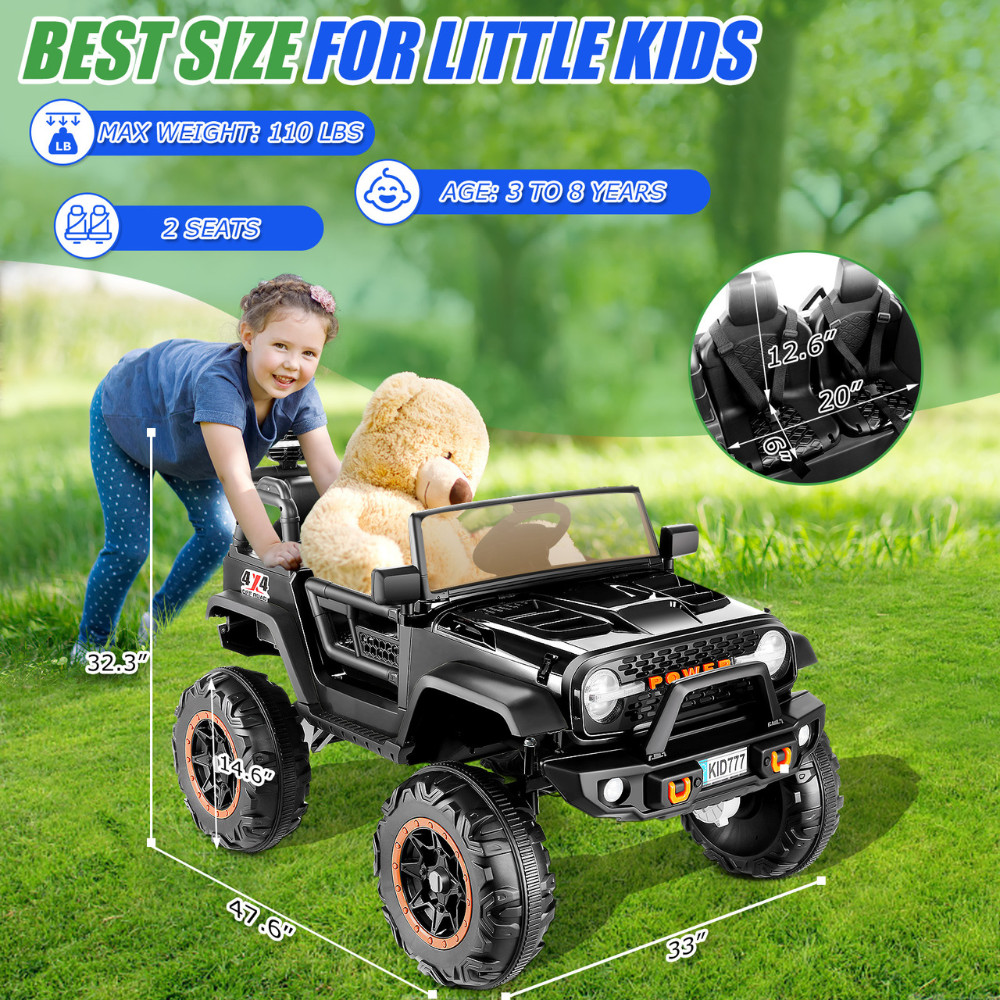 24V 2 Seaters Kids Electric Ride on Car w/Remote &LED Light 4WD/2WD Switchable🎄