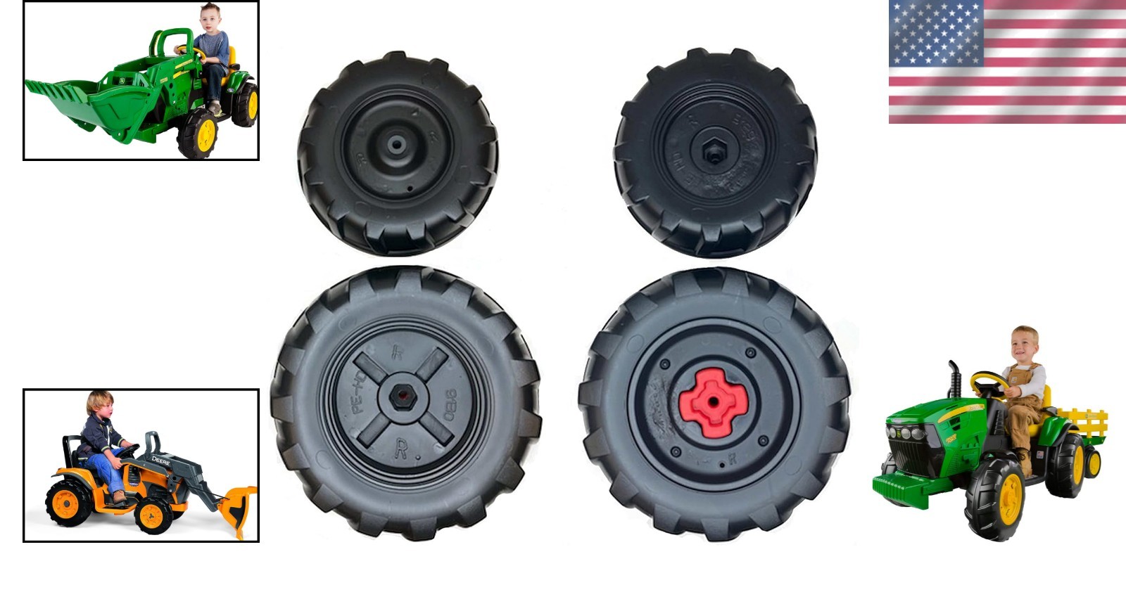 Heavy Duty 12 Volt Tractor Wheels Front Rear 4pc Black Go Kart Golf Cart USA