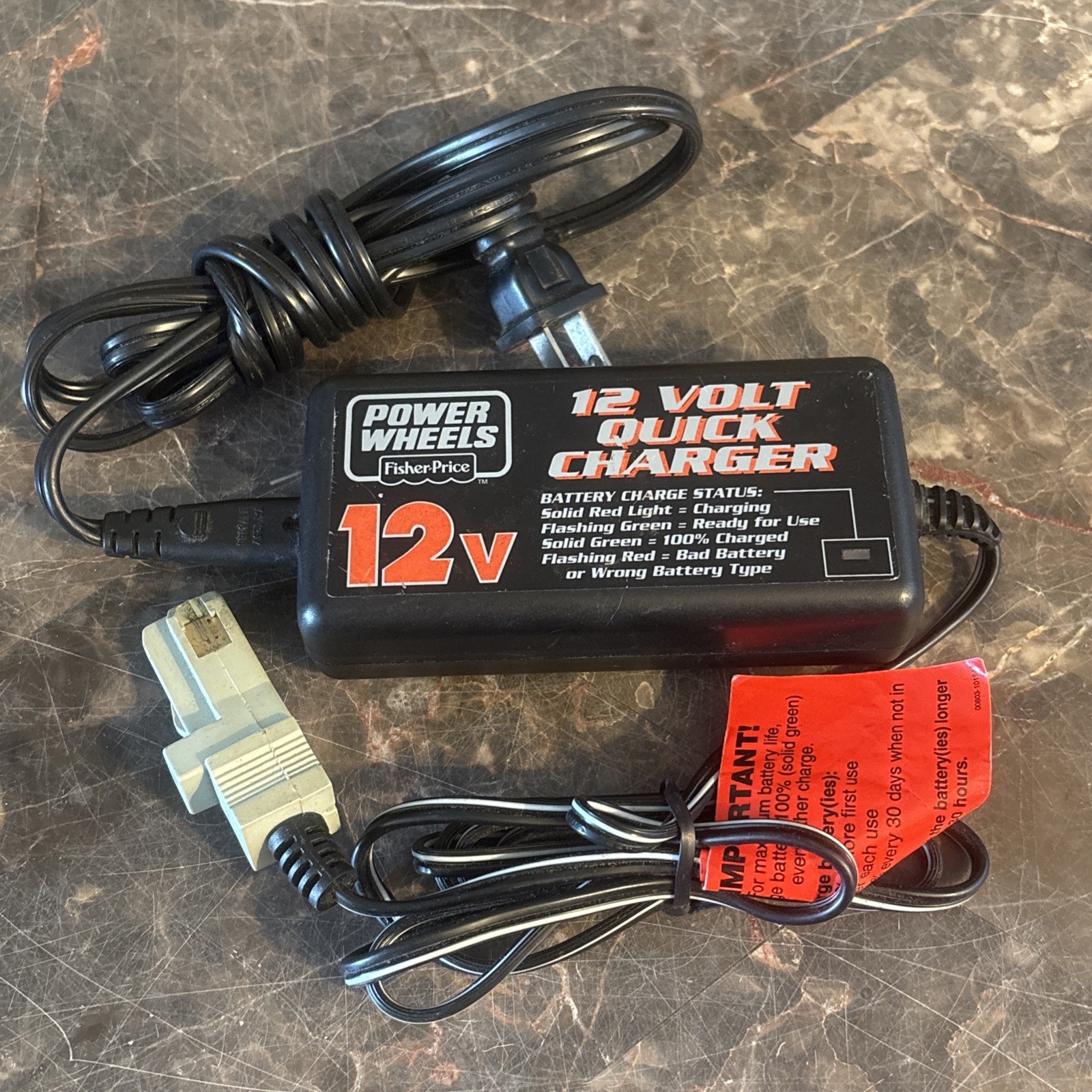 Genuine Fisher Price Power Wheels 12 Volt Quick Charger – Model 00801-1429