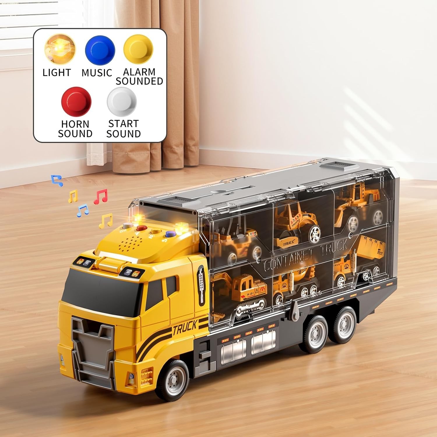 Kids Construction Truck Play Set with Lights Sound Vehicle Toys including Car