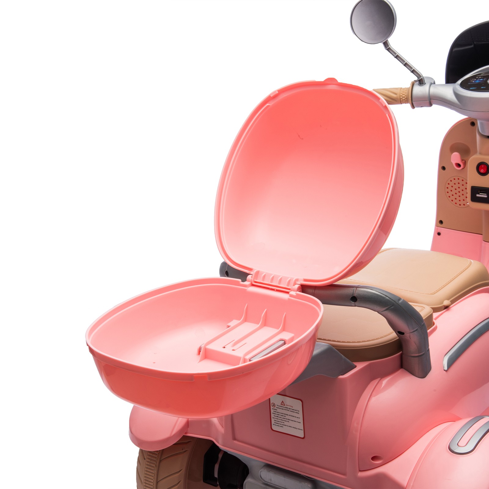 12V Two Motors Kids Ride On Level Up Two-seater 3 Wheel Toy for Kids 3-6 Pink