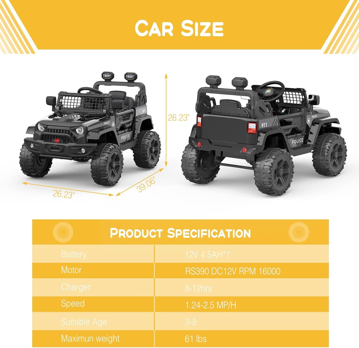 12V Kids Electric Ride On Car Dual 35W Motor Single Seat Outdoor Toy Vehicle