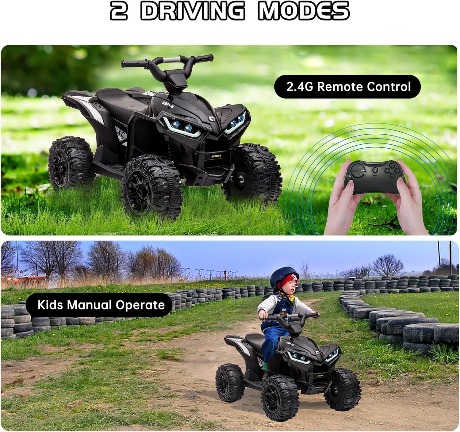 Kids 12V Electric Ride On ATV 4-Wheeler Toy Car with Music & Foot Pedal Quad