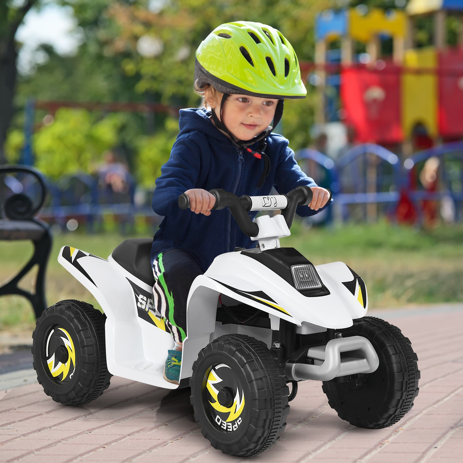 6V Kids Electric Quad ATV 4 Wheels Ride On Toy Toddlers Forward&Reverse White