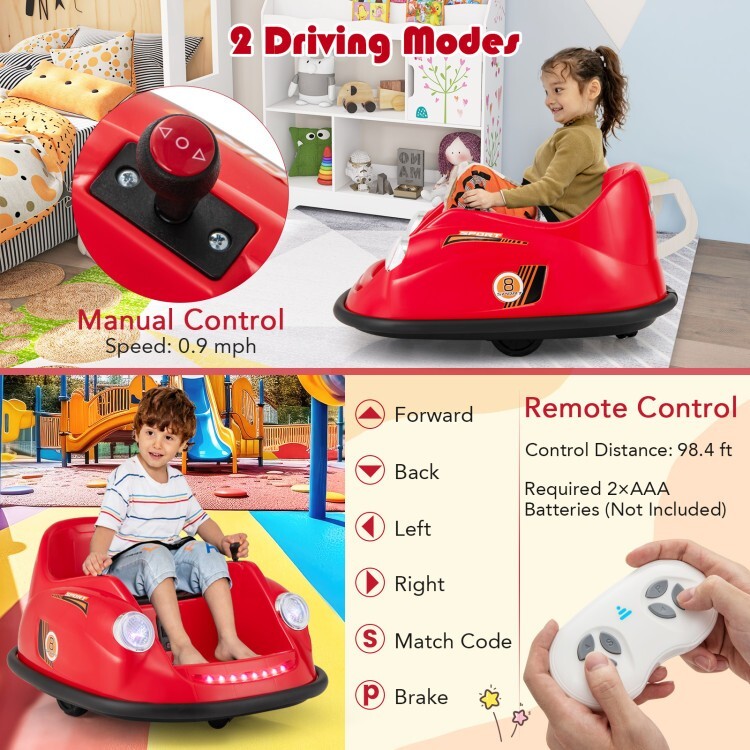 12V Battery Powered Electric Kids Ride on Baby Bumping Toy Car w/Remote Control