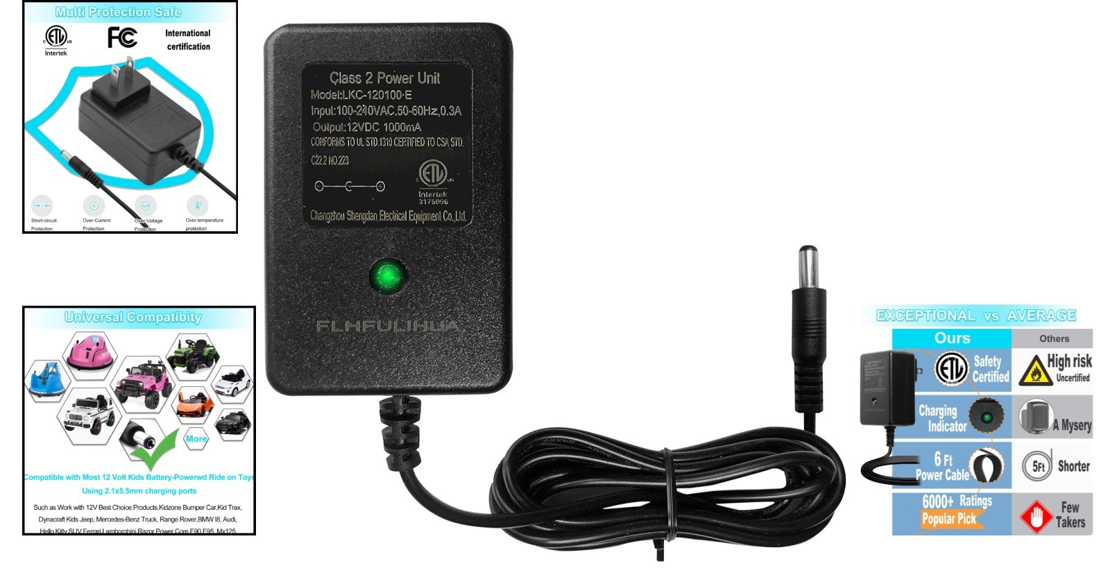 12V Universal Charger for Ride-On Toys – Fits Best Choice, Lamborghini, Ferrari