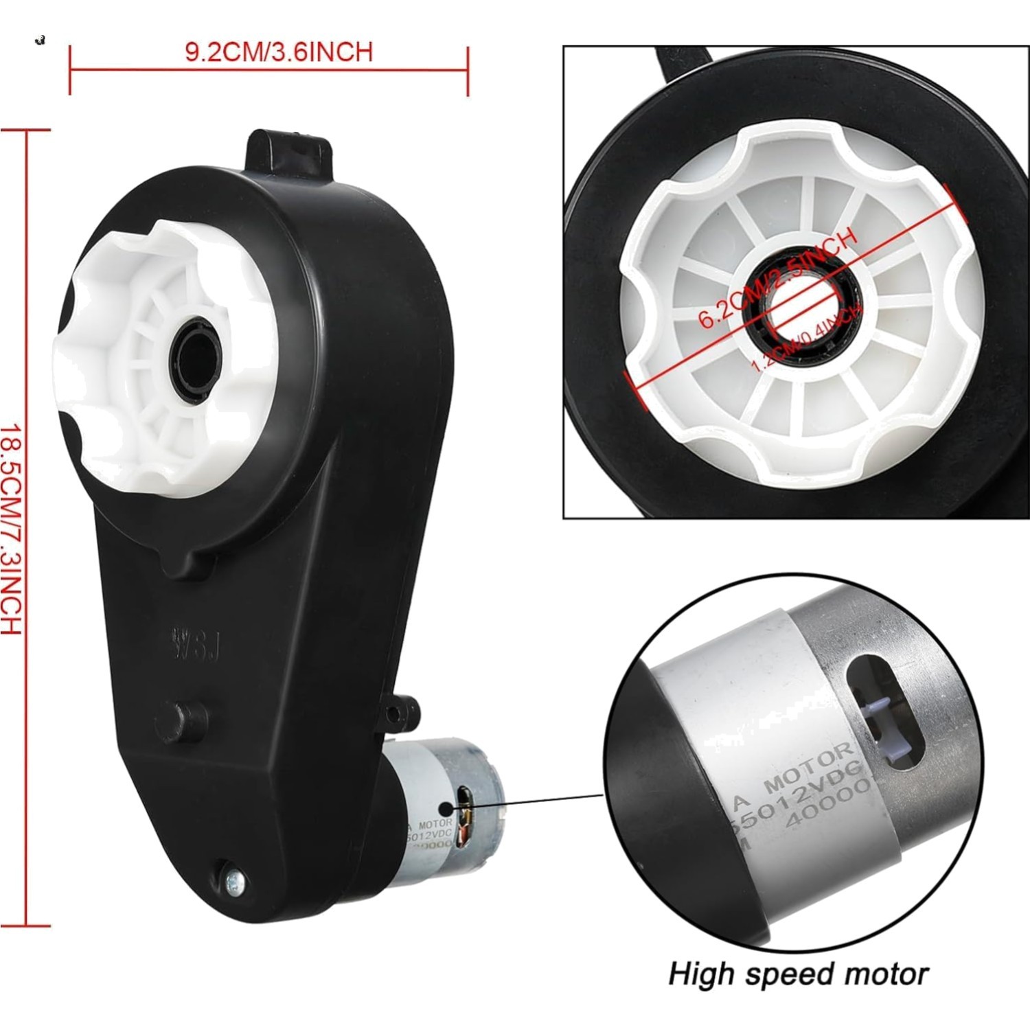 12V Ride On Upgrade Motor Gearbox 2Pcs12V RS550 40000RPM Powered Wheels Elect…