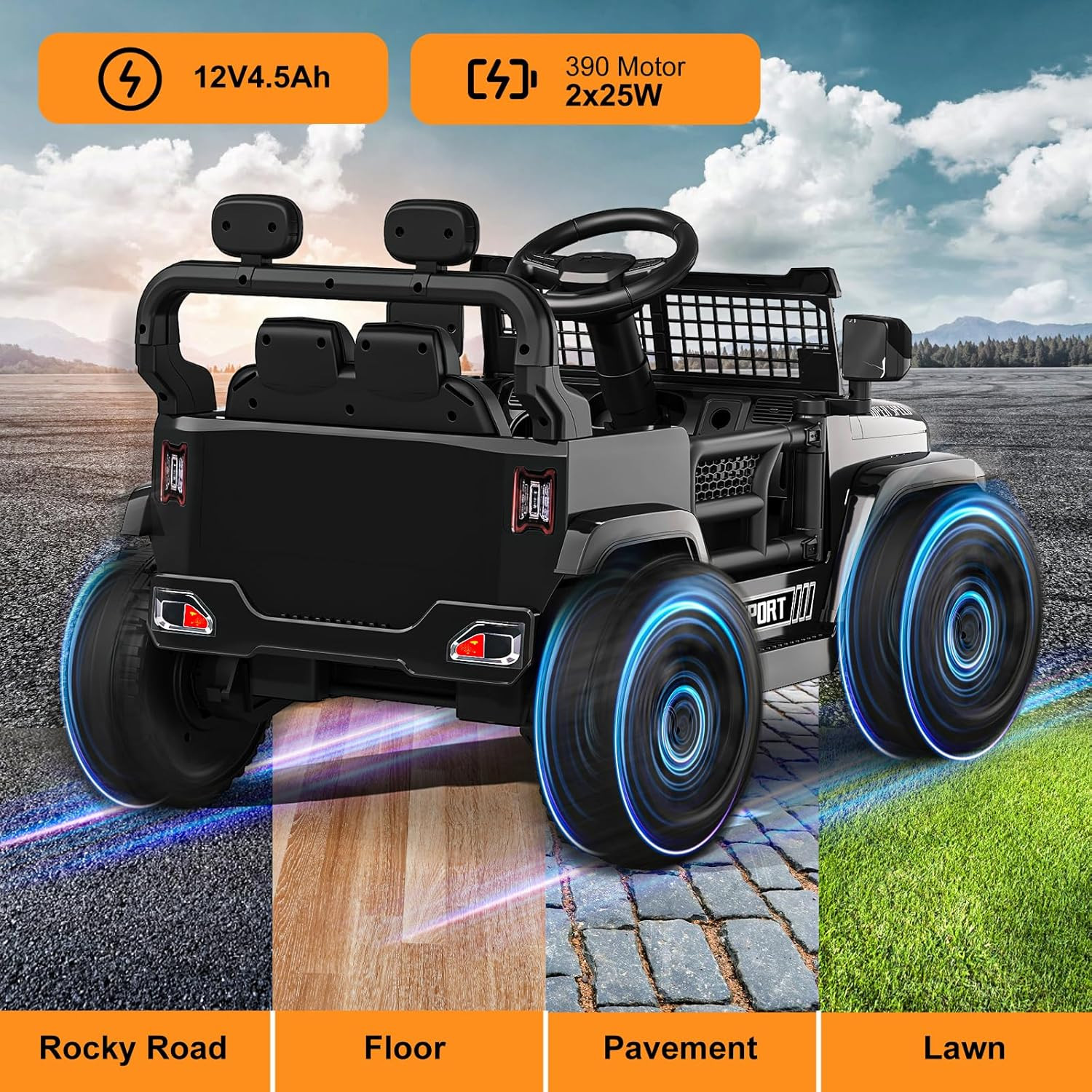 12V Ride on Car with Parent Remote Control, Toddler Electric Car with Spring Sus