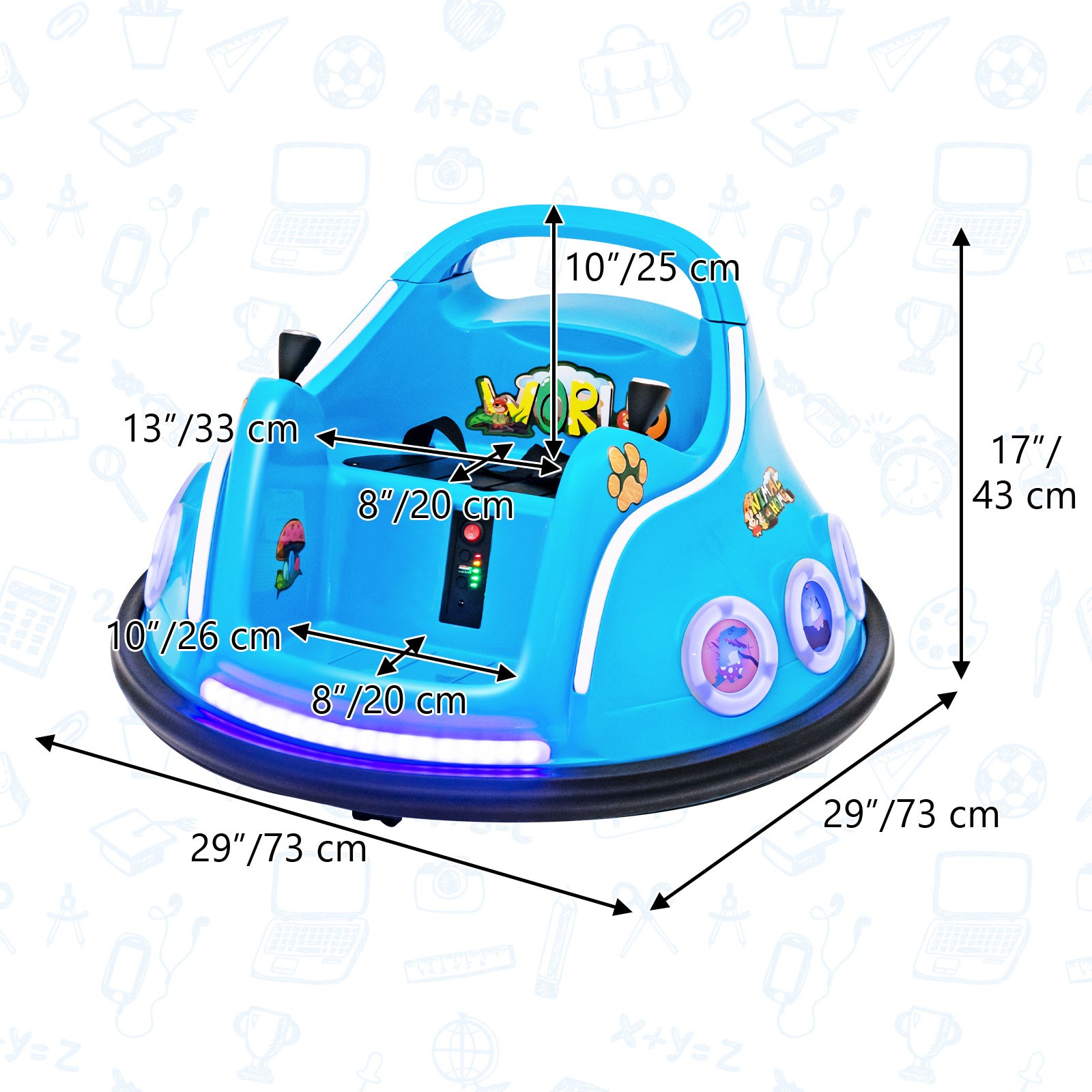 12V Kids Ride on Bumper Car Remote Control w/ Flashing LED Light & Music Navy