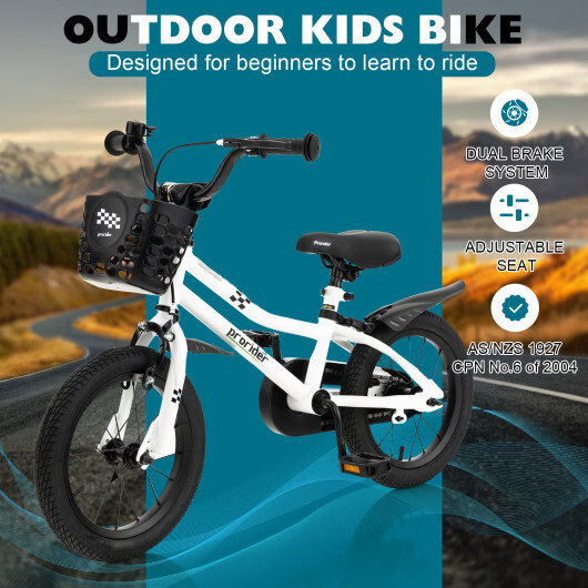 14 Inch Kids Bike with 2 Training Wheels for 3-5 Years Old-Black & White – Color