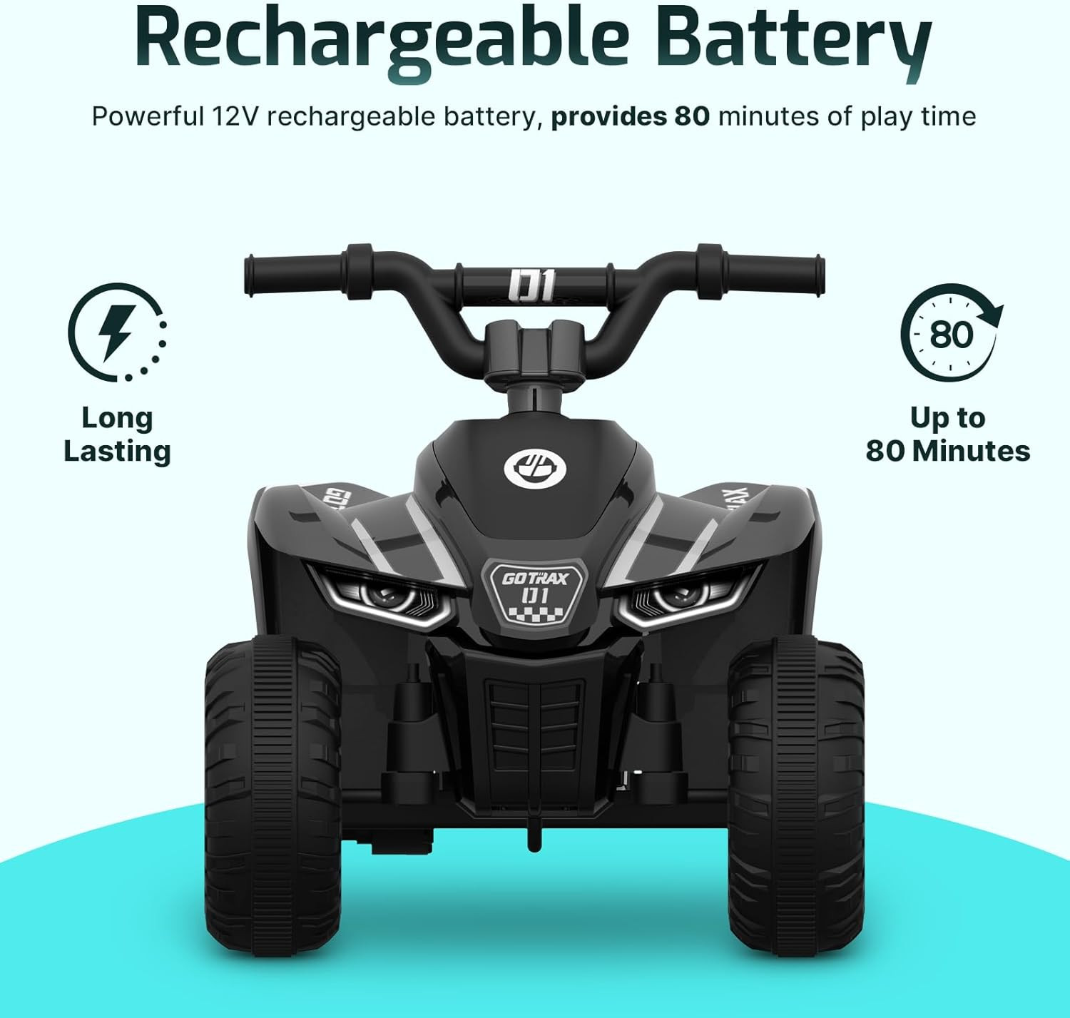 Gotrax RT1 Ride on Toys for Toddlers 1.5-4, Safe 12V Lead-Acid Battery up to 80