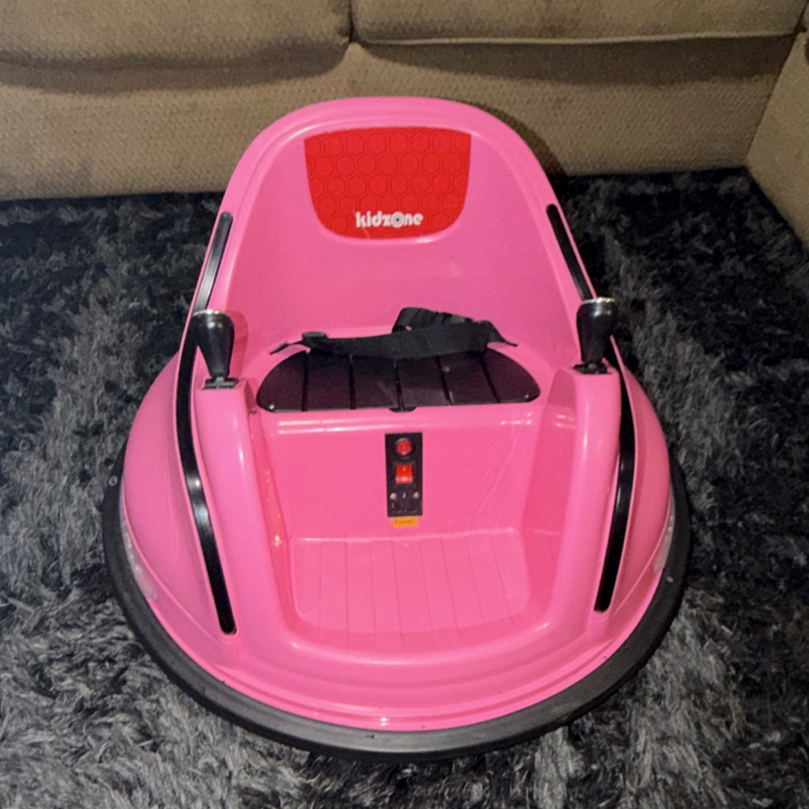 Kidzone Pink Battery Operated Ride-On Bumper Car with LED Lights