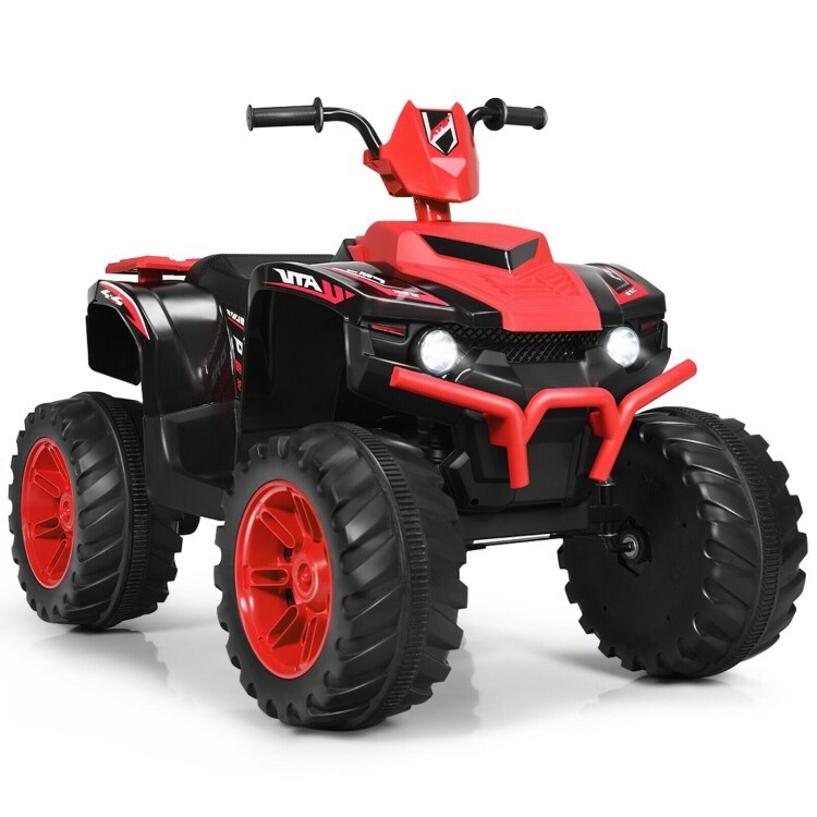 12V Kids Electric 4-Wheeler ATV Quad 2-Speeds Ride On Car Toys W/ LED Lights Red