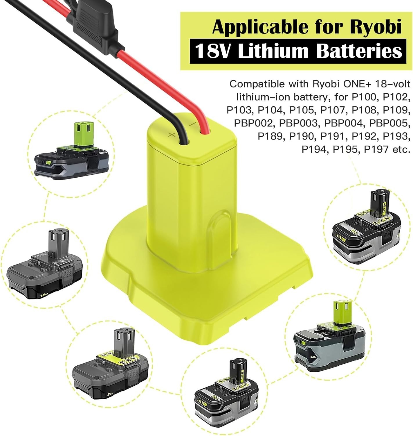 Power Wheel Adapter Ryobi 18V Battery Conversion Kit for Power Wheels RC Toys