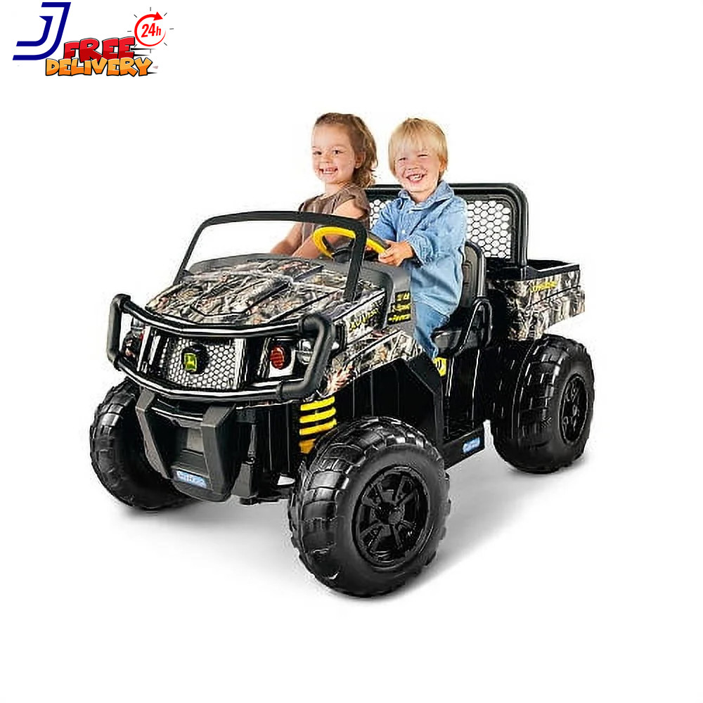 John Deere Camo Kids Ride-On Gator XUV Battery Powered Dump Bed Tailgate 3-8 Yrs